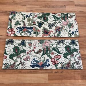 Set of 2 ~ Waverly Floral Paisley Jacobean Window Valances Cream, Green & Blue